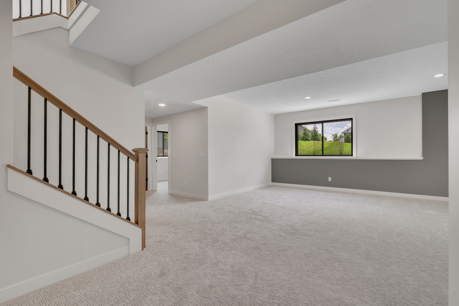 Finished lower level with carpeted living area
